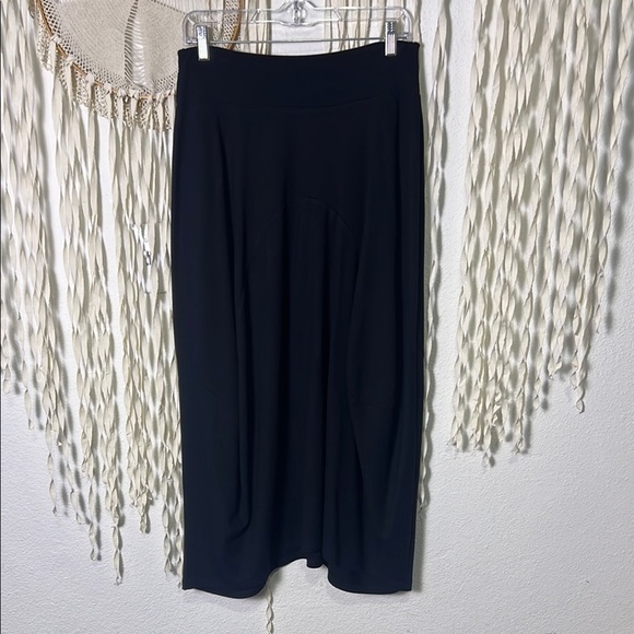 Ronen Chen Black Lagenlook Midi Skirt size 2/M - Picture 8 of 13